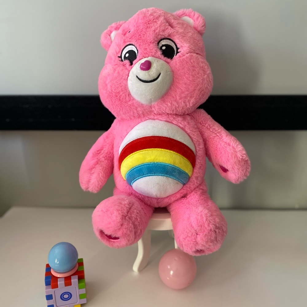Care Bears Cheer Bear Rainbow Pink Plush Stuffed Animal